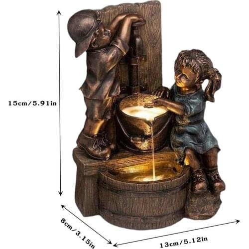 Pumping Water Boy And Girl Garden Statue Resin Garden Decoration Statue For Outdoor Garden Lawn Yard Sculpture Home Decor Jardin