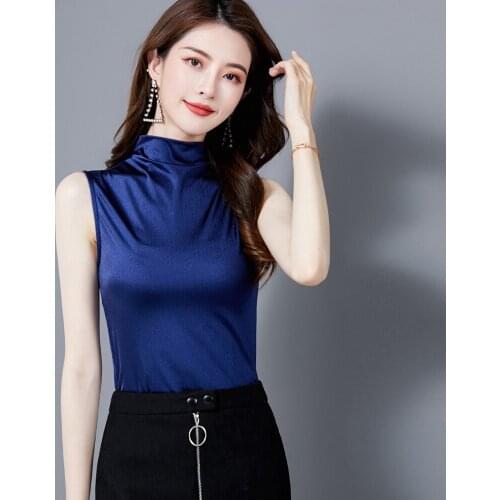 Gkfnmt Sexy Silk Top Turtleneck Tank Women Sexy Sleeveless Shirt Camisole Halter Backless Lace Tank Top Summer Tops For Women