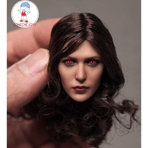 1/6 Scale Elizabeth Olsen Head Sculpt Scarlet Witch Red Eyes Female Head Carving for 12" DIY Action Figures Not HT
