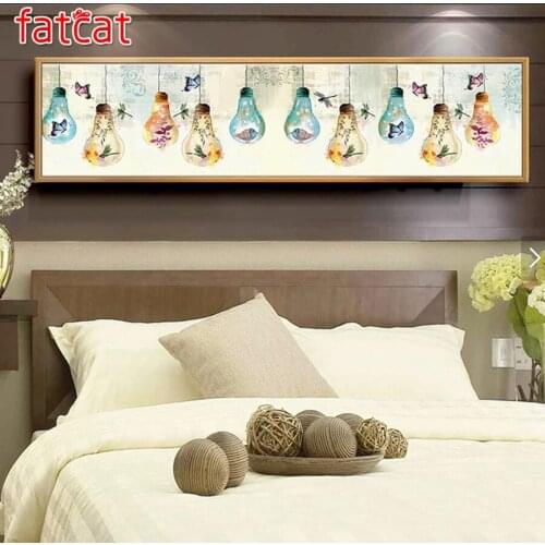 FATCAT Butterfly bulb landscape large 5D Diy Daimond Painting Full Square Round Drill Rhinestone Embroidery home decor AE1704