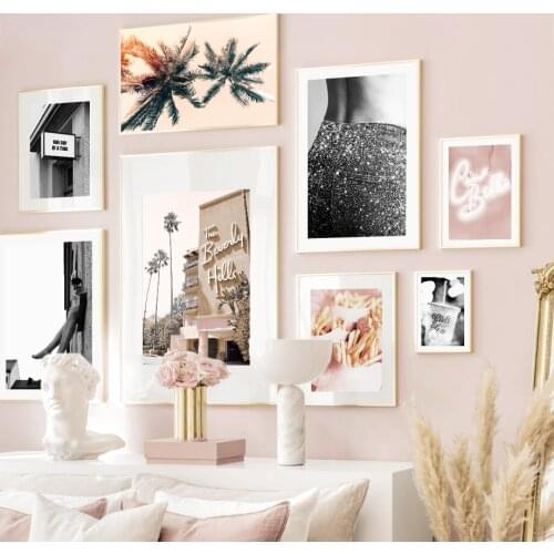 Coconut Tree House Shiny Jeans Girl Fries Wall Art Canvas Painting Nordic Posters And Prints Wall Pictures For Living Room Decor