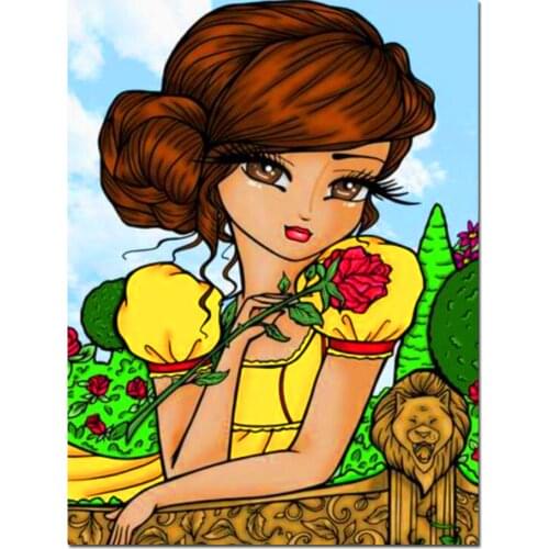 Beautiful Yellow Dress Girl 5d diy diamond painting Cartoon diamond embroidery pictures full Square round drill Mosaic B103