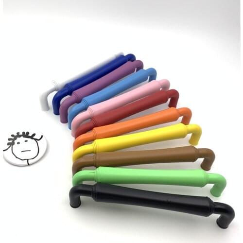 LCH Candy Color 128mm Rainbow Colored Cupboard Handles Zinc Alloy Plastic Surface Treatment Cabinet Knobs for Kids/ Children