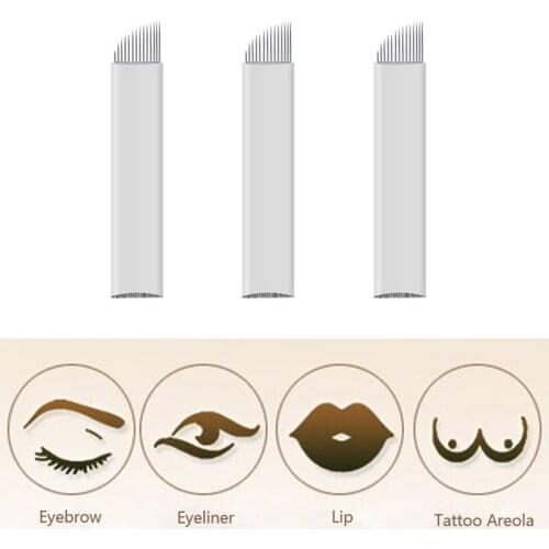 Tattoo Blade 14 Needle Sharp Permanent Makeup Eyebrow Tatoo Microblading Needles For 3D Embroidery Manual Tattoo Pen Machine