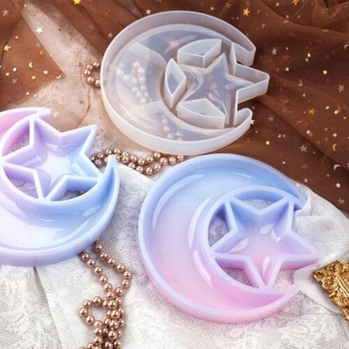 Moon Star Tray Resin Mold Crescent Moon Box Epoxy Silicone Casting Mold Tools B36D