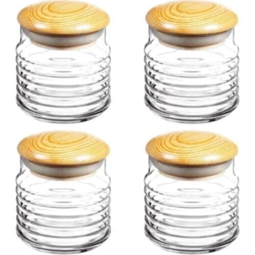 Pasabahce 43163 Babylon With Wooden Lid Jar 630CC - 4 Pcs