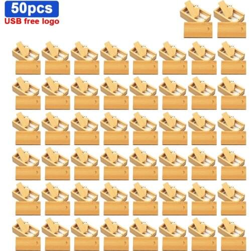 50pcs free custom logo Wooden usb+Box pen drive 16gb 32gb 64gb 128gb 8gb usb Flash Drive Memory Stick LOGO customer wedding Gift