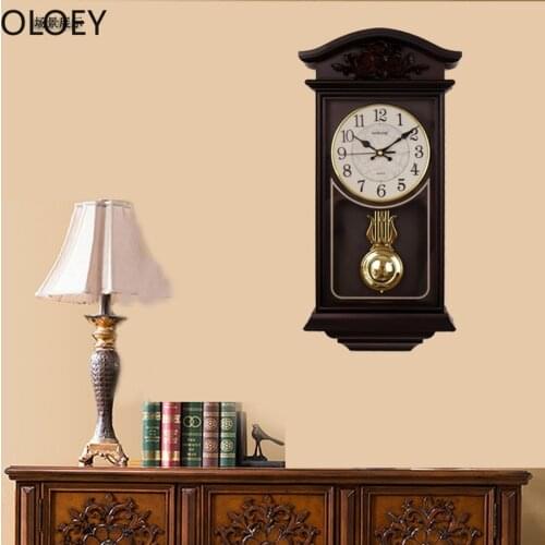Luxury Pendulum Wall Clock Vintage Radio Music Minimalistic Chinese Large Wall Clock Living Room Retro Modern Reloj De Pared Hot