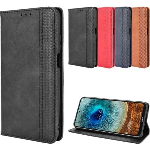 Luxury Retro Slim Leather Flip Cover For Nokia X10 Case 6.67" Wallet Card Stand Magnetic Book Cover For Nokia X20 Cases