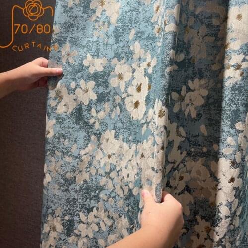 American Country High-end Printed Jacquard Blackout Curtains for Living Room and Bedroom Finished Products Customization