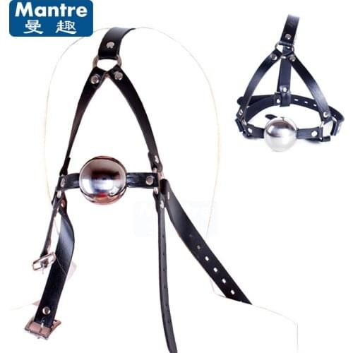 Steel Hollow Ball Mouth Gag , Fetish Oral Fixation Gaged Stuffed Sex Toys For Couples Adult Games Head Harness Bondage Belt