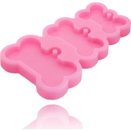 3-Cavities Dog Tag Bone Shaped Keychain Epoxy Resin Mold Charm Jewelry Pendants Silicone Mould DIY Crafts Decorations Tools