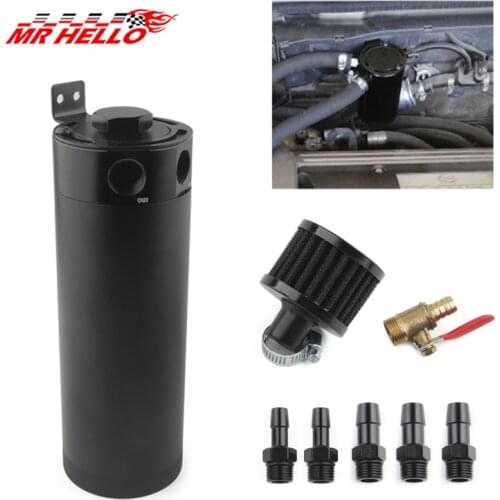 Universal Billet Aluminum Baffled 2-port New Long Oil Catch Can Tank with Breather Filter Engine Mini Oil Separator 750ml