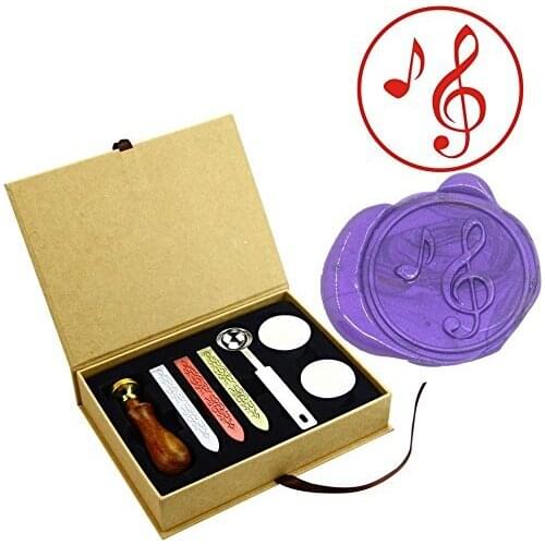 Music Note Wax Seal Stamps Kit Custom Music instrument Sealing Wax Stamps with Box Brass Head