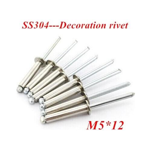 100PCS M5*12 Dome POP Head Rivet Stainless steel Core Pulling Decoration Rivets