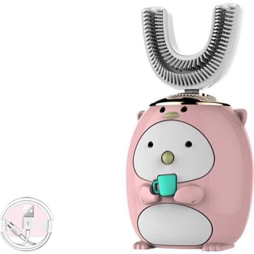 Smart 360 degree U-shaped electric toothbrush for children silicone automatic ultrasonic toothbrush cartoon pattern for children
