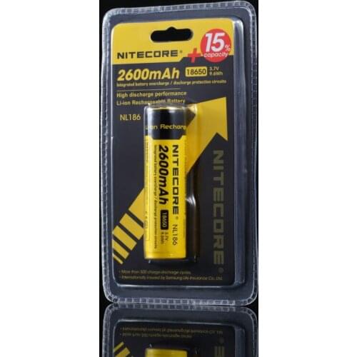 4pcs/Lot Nitecore NL1826 2600mAh 18650 3.7V Rechargeable Li-ion battery (NL1826)+Free shipping