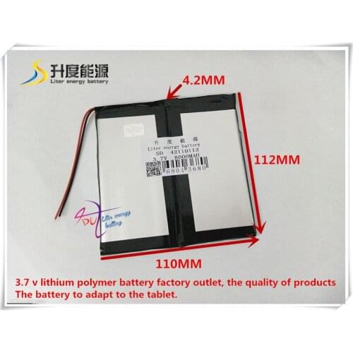 42110112 3.7V 8000mAH 40110110 Polymer lithium ion / Li-ion battery for tablet pc,vido,ployer