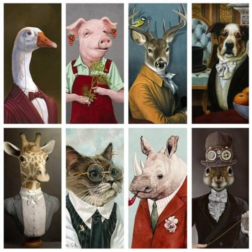 Nordic Abstract Elegant Noble Animal Dog Cat Fox Deer Canvas Painting Wall Art Poster Creative Picture Home Decor Living Room