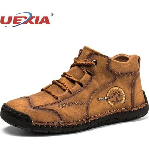 2020 Fashion Spring Autumn Leather Men Boots Handmade Top Quality Platform Luxury Brand Italian Casual Outdoor Shoes Footwear