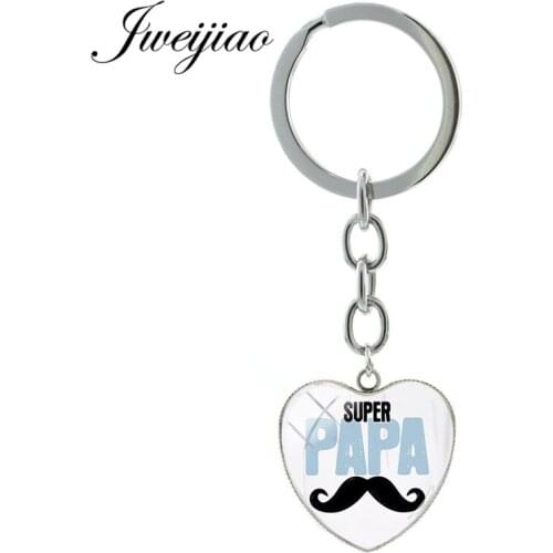 JWEIJIAO Heart Shape Best Super Papa Key Chain je suis un papa qui dechire PendantKeychain & Keyrings Custom For Bag Charm CT508
