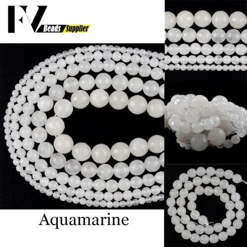 4-12mm Natural White Jades Loose faceter Spacer Round Stone Beads For Jewelry Making DIYBracelets Necklace Needlework 15"