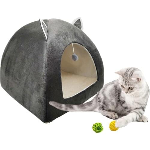 Dropshipping Foldable Cat Bed Cave Casa Warming Kitten House With Removable Mattress Puppy Lounger Nest лежанка для кошек