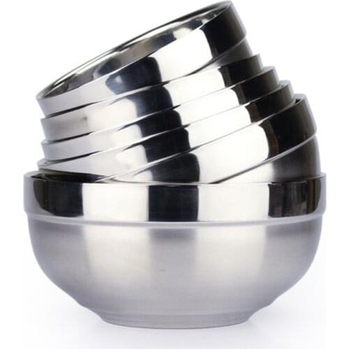 Eco-friendly Double Layer Anti-Rust Stainless Steel Classic Bowl Thermal Insulation Kitchen Flatware