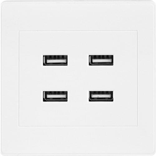 4 USB Ports DC 5V Home Office Electric Wall Mounted Power Socket Charger Outlet(110~250V)