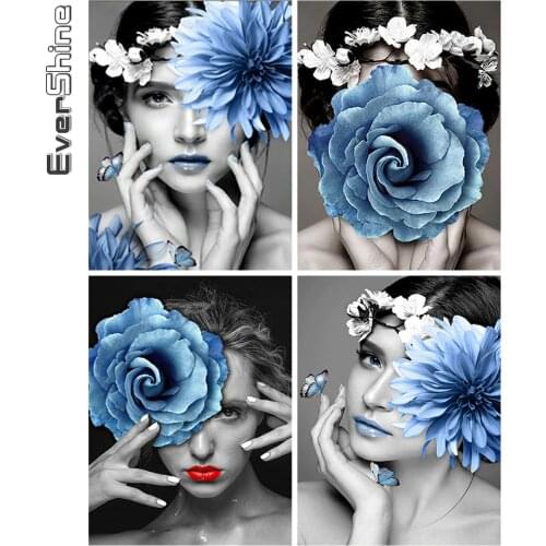 Evershine 5D DIY Diamond Painting Woman And Flower Diamond Embroidery Portrait Rhinestone Mosaic Full Square Round Hobby Crafts