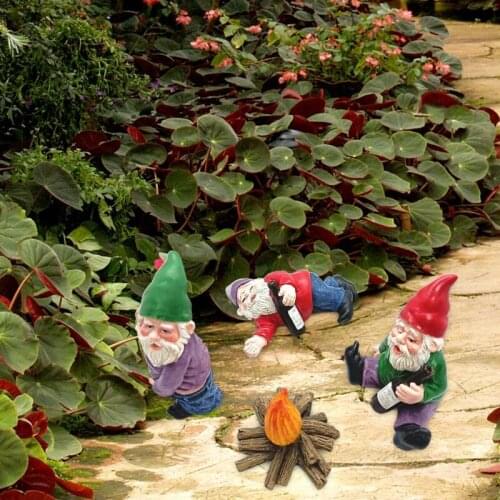F2TE 4pcs Gardening Gnome Statue Miniature Gnomes Figurines Ornaments Kit Fairy Garden Accessories Decoration