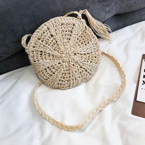 Hot 2020 Women Straw Bag Handwoven Round Rattan Handbags Holiday Summer Beach Knitted Crossbody Bag Vintage Tassel Shoulder Bag