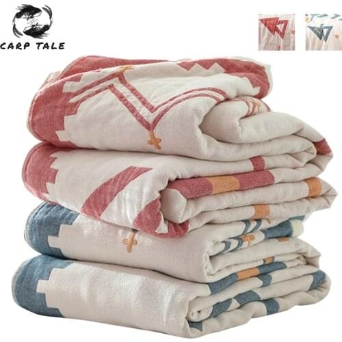 Cotton Throw Blanket For Bed Travel Sofa Bedding Cover Bedspread for Adults Child Geometric Print Thick Gauze Soft Warm Blankets
