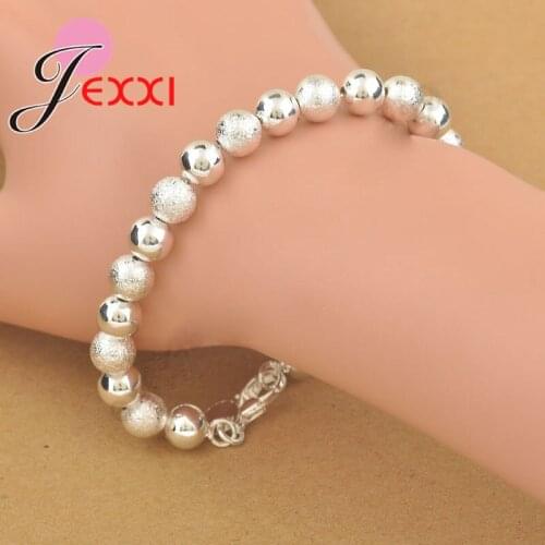Classic 8mm Lucky Bead 925 Sterling Silver Ball Elegant Woman Bracelet With Good Quality Lobster Charm Jewelry