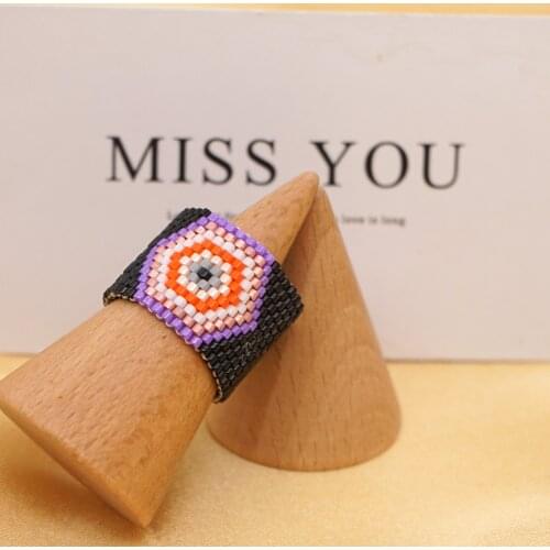 Go2boho Miyuki Ring For Women Gift 2021 Lucky Jewelry Men Vintage Anillos Turkish Evil Eye Rings Beading Handwoven Jewellery