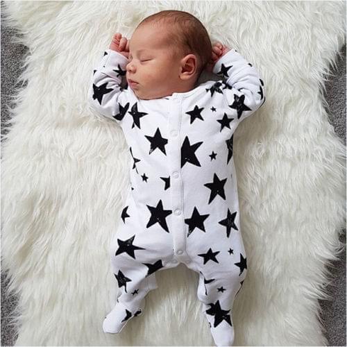 Newborn Baby Romper Boys Girls Clothes Star Long Sleeve Warm Costume Romper Playsuit Toddler Kids Clothing Outfit 0-18M