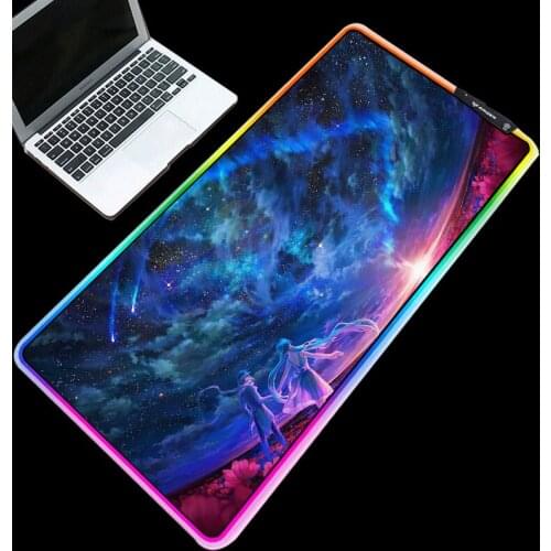 Mairuige Multi-size anime mouse pad couple starry sky scenery table mat high quality LED lighting suitable for CSGO DOTA2