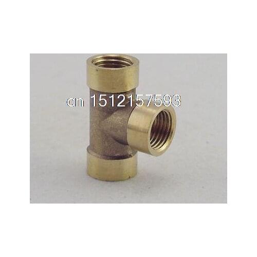 2PCS 3 Ways 1/4" Tee Female BSP Brass Coupler Adapter