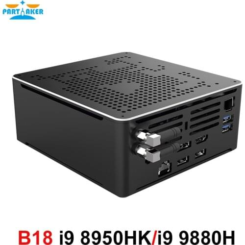 Partaker Gaming Computer Mini PC Intel Core i9 8950HK i9 9880H i7 9850H 4K HD Windows 10 Pro 2*DDR4 2*M.2 NVME AC WiFi DP HDMI