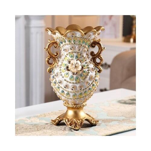 Desktop vase European vase ornaments Living room flower dried flowers retro creative home luxury TV cabinet dining table decorat