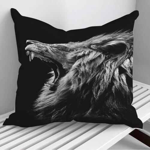 Angry wild lion poster Throw Pillows Cushion Cover On Sofa Home Decor 45*45cm 40*40cm Gift Pillowcase Cojines Dropshipping