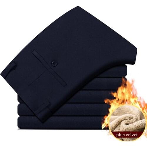 New Casual Suit Pants Men 2021 Winter Plus Velvet /autumn Thick /summer Thin Three Style Elastic Straight Trousers Streetwear