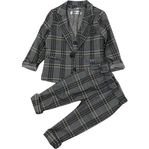 Boys Formal Blazer Jacket Vest Pants Tie 4PCS Clothing Set Gentleman Kids Wedding Suit Children Birthday Party Performance Dress