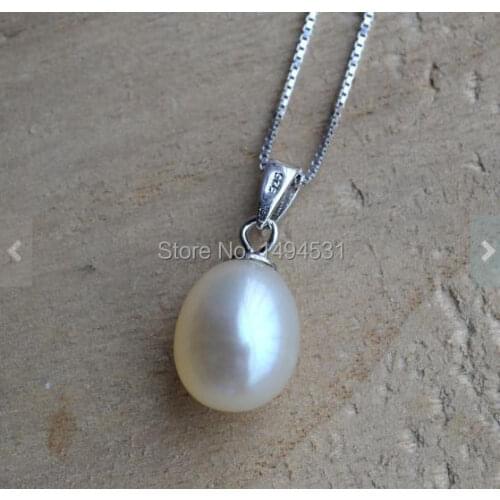 Wholesale Pearl Jewelry , Drop Shape White Color Freshwater Pearl Pendant Necklace Sterling Silvers Necklace Wedding Party Gift