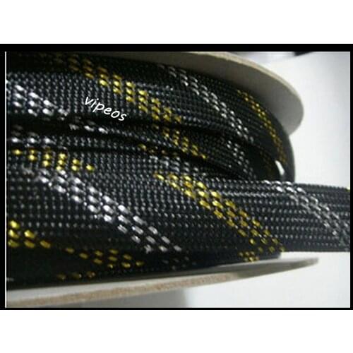 10Meter Braided Cable 8-16mm Wiring Harness Loom Protection/Sleeving - Black&Gold&Silver