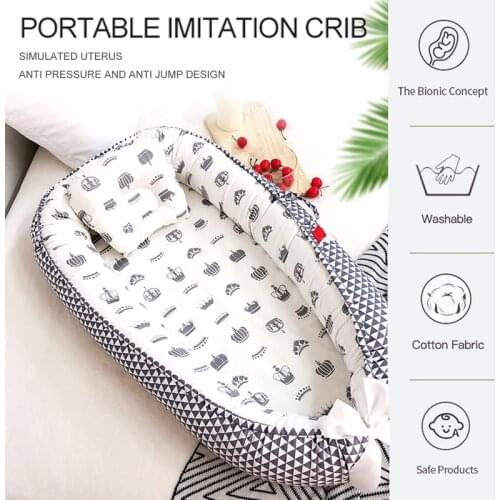 Portable Bionic Bed Toddler Cotton Cradle Baby Bassinet Bumper Portables Sleeper Baby Nest for Newborn Sleep Pad 0-24 Months