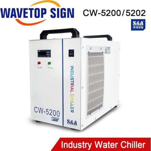 WaveTopSign S&A CW5200 CW5202 Industry Water Chiller for CO2 Laser Engraving Cutting Machine Cooling 80w 100w 150w Laser Tube