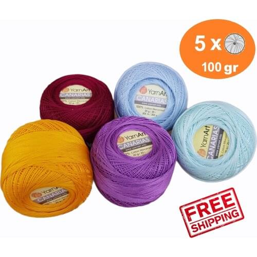Yarnart Canarias Yarn 5x20gr-203m %100 Cotton Crochet Lace Dress Shorts Blouse Needlepoint Cross Stitch Bedspread Amigurumi