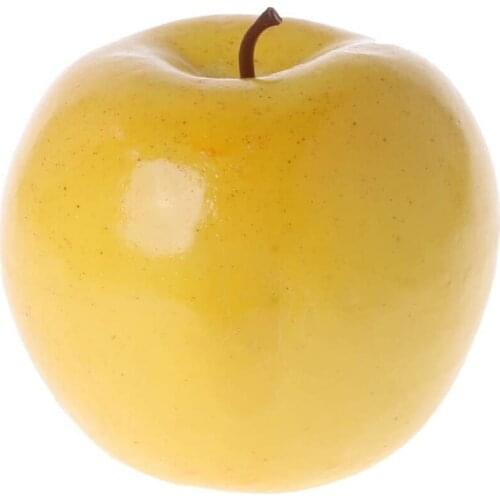 Realistic Lifelike Artificial Fruit Apple Bright Yellow Color Kitchen Fake Display Food Decor Craft