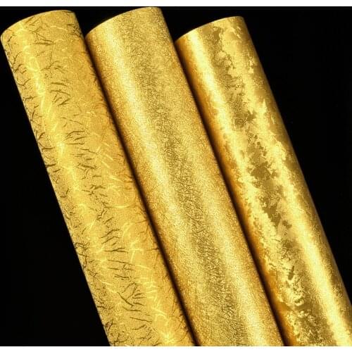 Luxury Gold Wallpaper Roll Bedroom Living Room Ceiling Gold Foil Wall Paper Waterproof 3D Embossed Wall Covering Mural